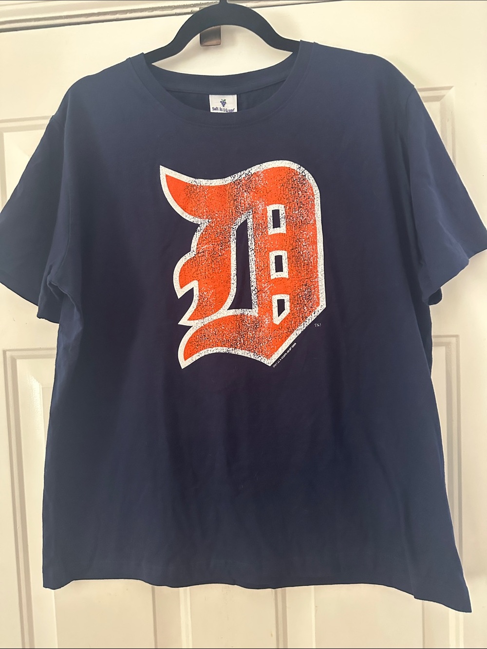 Kids Detroit-style Logo Tee - Navy & Orange